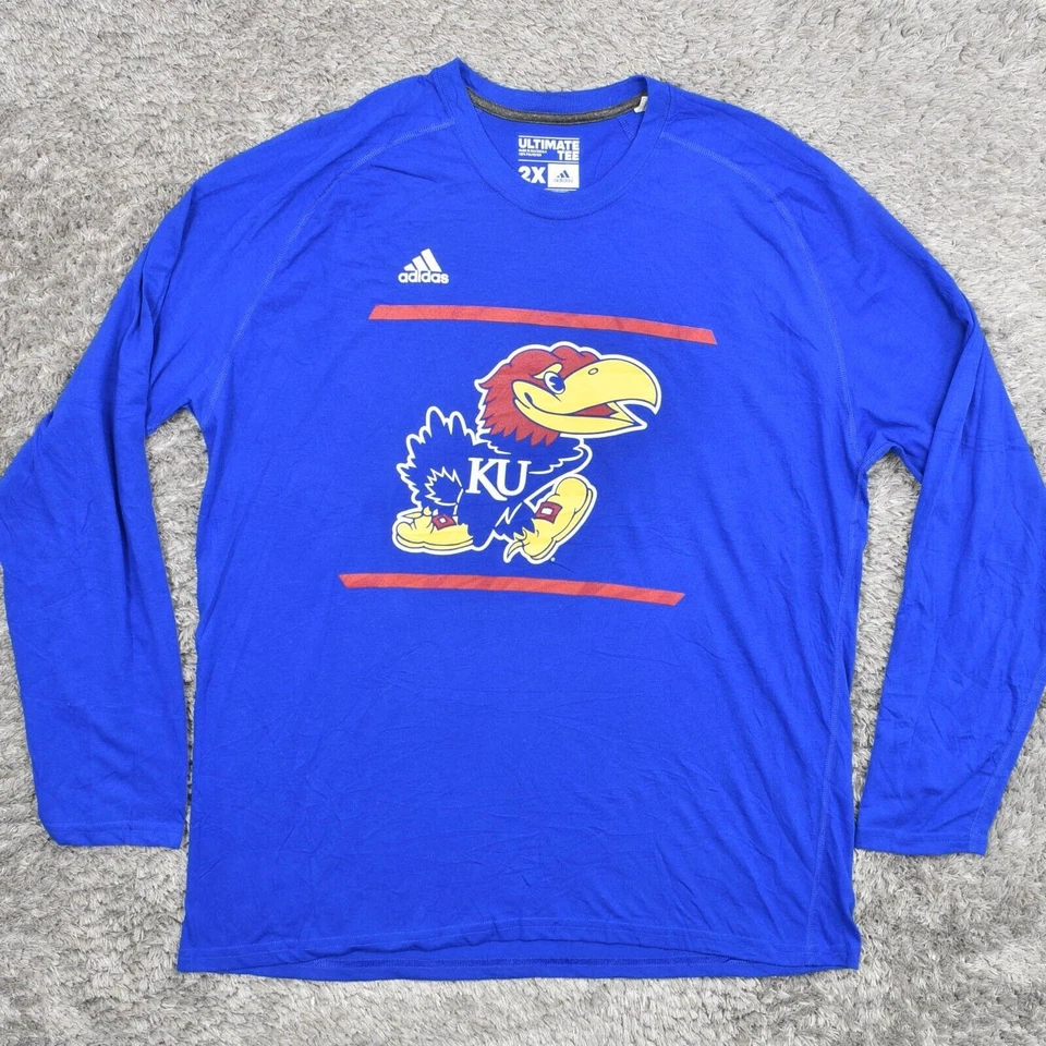 Adidas Мужская взрослый размер 2 X футболка T синий Ultimate футболка KU JayHawks Athletic Casu - Изображение 2 из 4