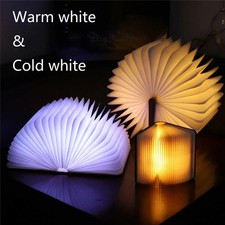 Novelty Portable Folding Wooden Book Lamp USB Rechargeable Desk Night Light New
