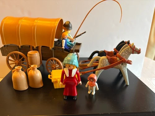 PLAYMOBIL Settlers & Covered Wagon (Set#3278), VINTAGE, COMPLETE, Good Condition