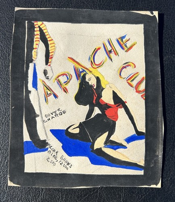 #ad VINTAGE PAINTING POSTER APACHE CLUB COVER CHARGE FLOOR SHOWS $15.00