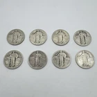 Lot Of 8x Standing Liberty Silver Quarter 90% Silver Illegible Dates 1916 - 1930