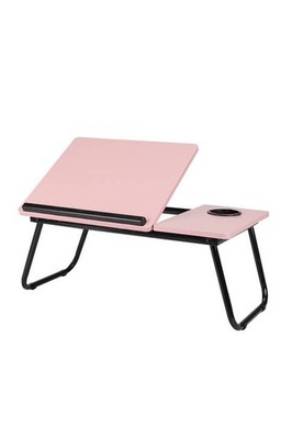 Verstellbarer Laptoptisch mit Tassenfach Tragbar Laptopständer Betttisch Rosa