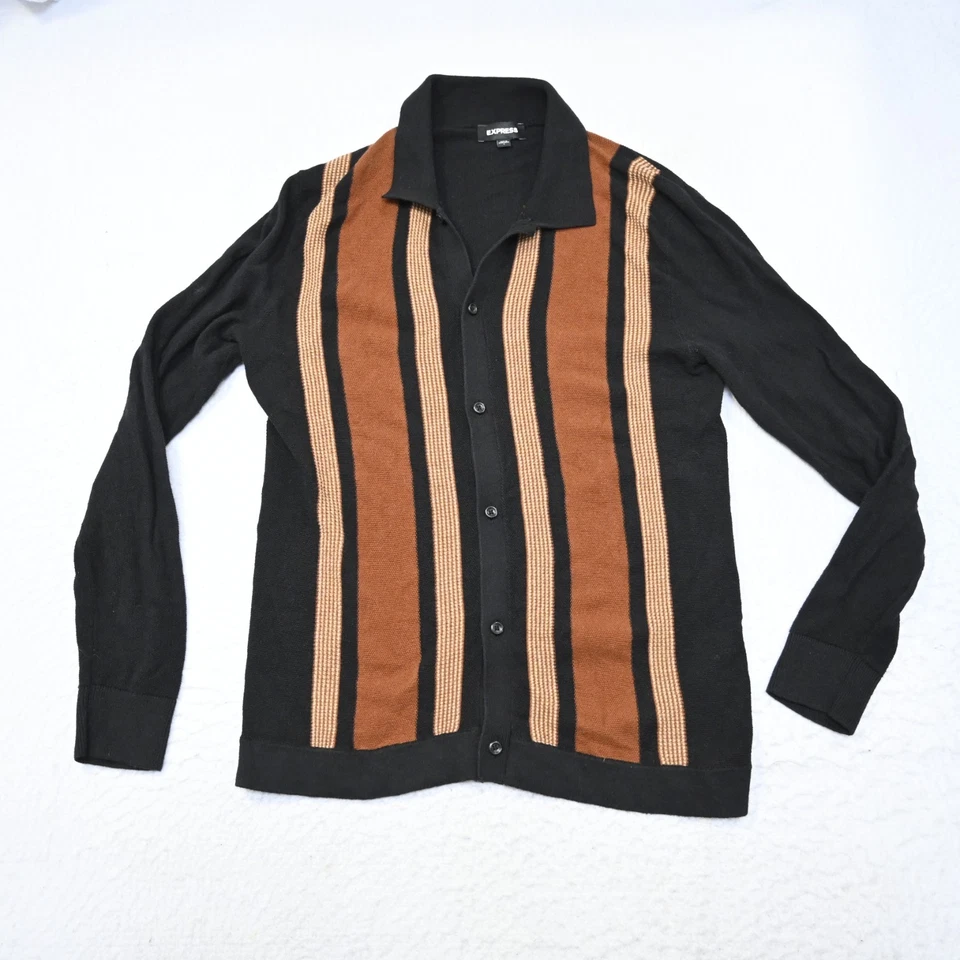 Express Cardigan Sweater Striped Long Sleeve Mens Size Small - Image 4 of 4