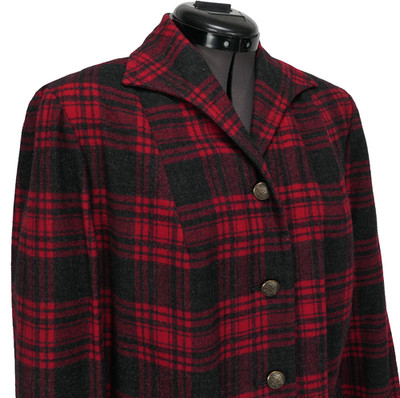 VTG Pendleton Traveller Buffalo Plaid Virgin Wool Shirt Jacket S/M True '50s VTG
