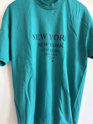 Vintage 1990s ‘New York’ tshirt, Apple - teal, XL - Image 1 of 4