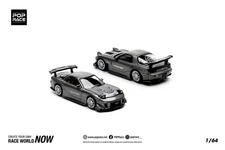 POPRACE 1/64 MAZDA RX7 RE-AMEMIYA - GUN METAL Model Car