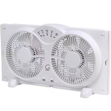 Twin Window Fan with 9 In. Blades Adjustable Thermostat and Max Cool Technology