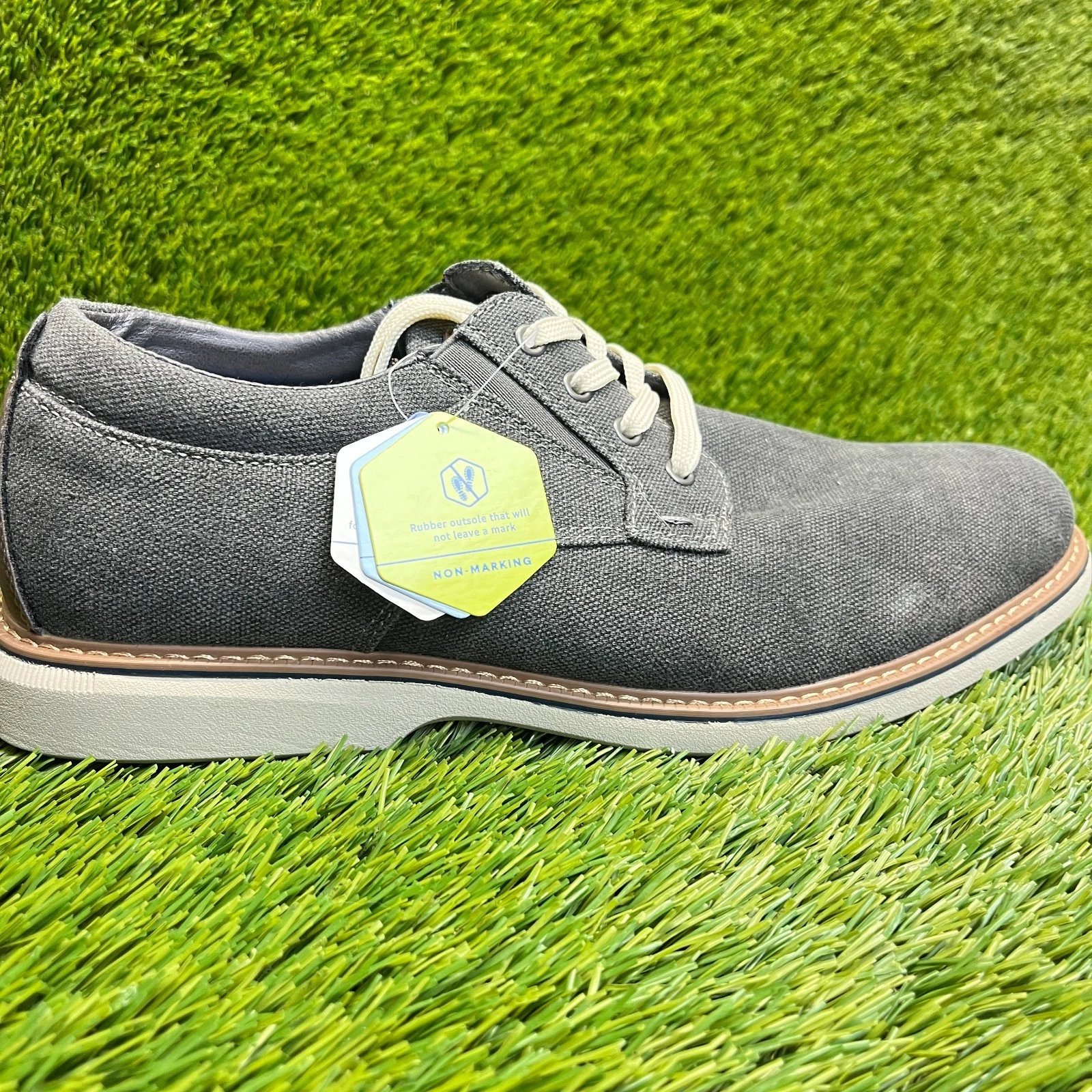 Nunn Bush Otto Canvas Mens Size 10.5 Gray Casual Classic Plain Toe Oxford Shoes
