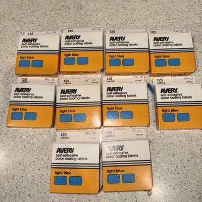 Avery Self-adhesive color coding labels light blue 10 Packs 1974 Vintage As Is