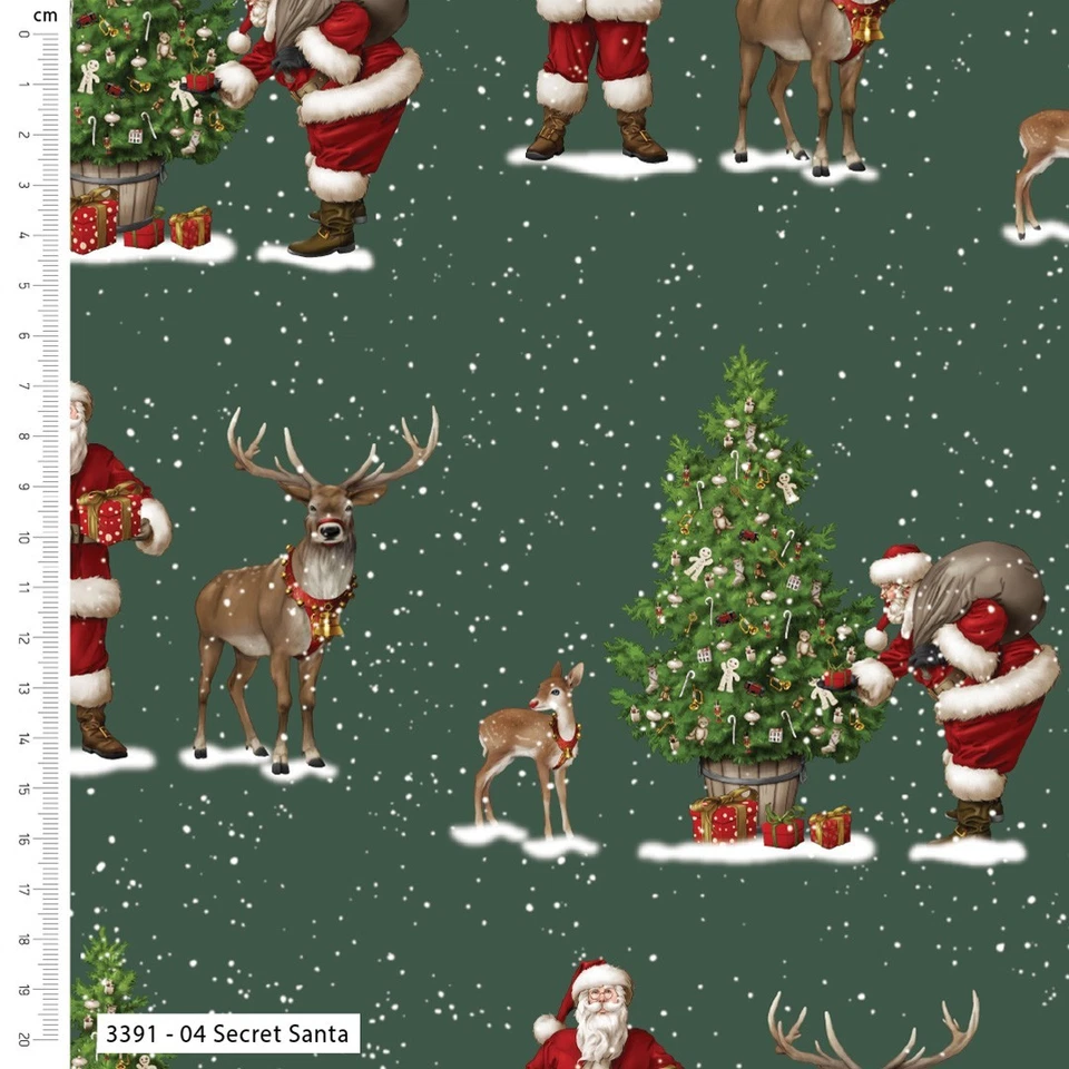 Debbie Moore 100% Cotton Craft Fabric x 1 Metre "Secret Santa"