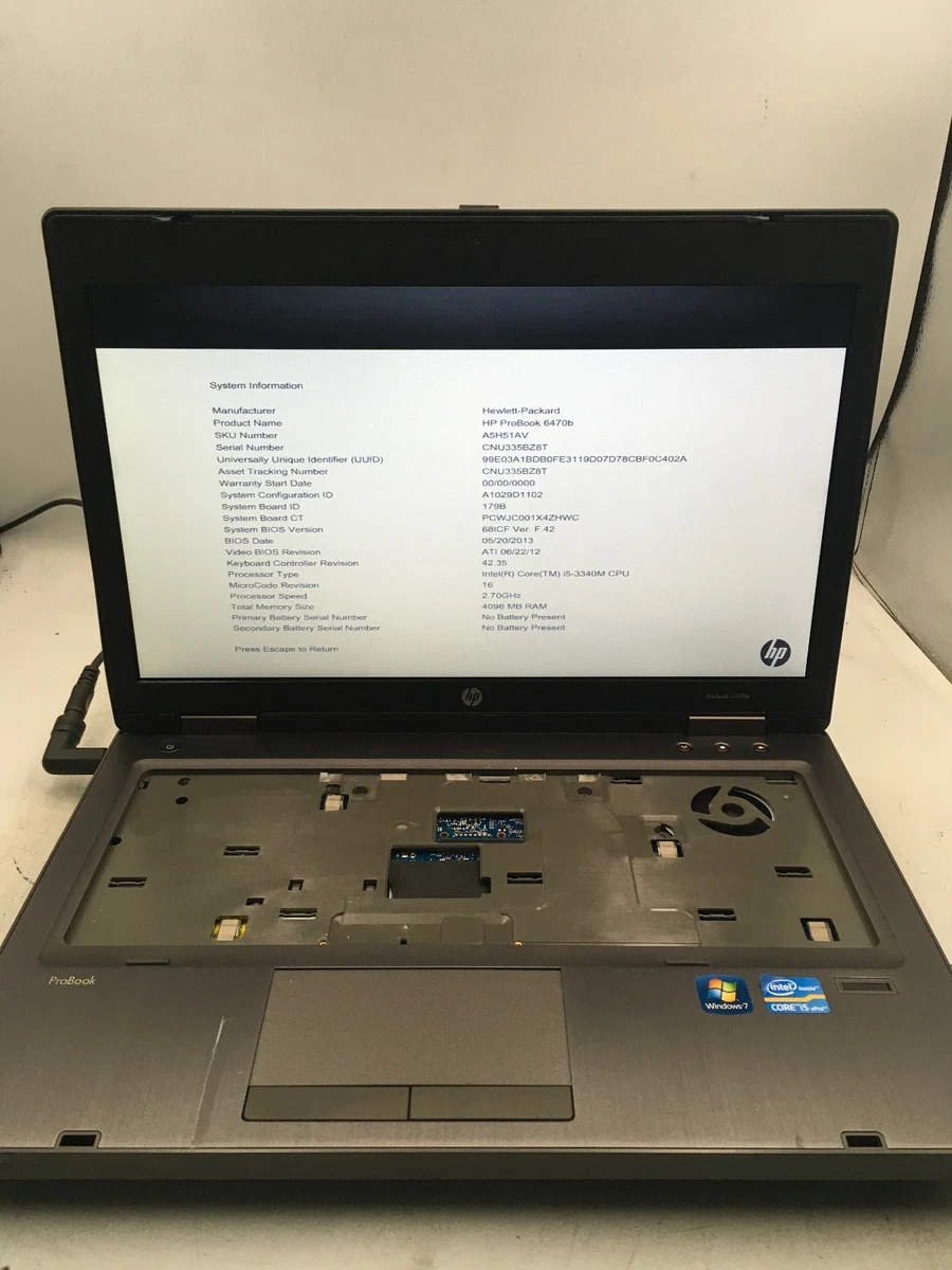HP ProBook 6470b - I5-3320M 2.6GHz - 8Go RAM - 320Go HDD - Windows 7 Pro - Webcam - Gris