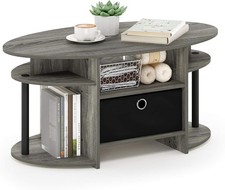 Jaya Oval Coffee Table French Built-in shelves Centre Table for Living Room