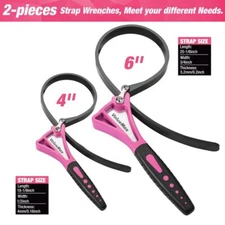 ValueMax 2-piece Strap Wrench Set Adjustable Wrench with Max Diameter 4" and 6"