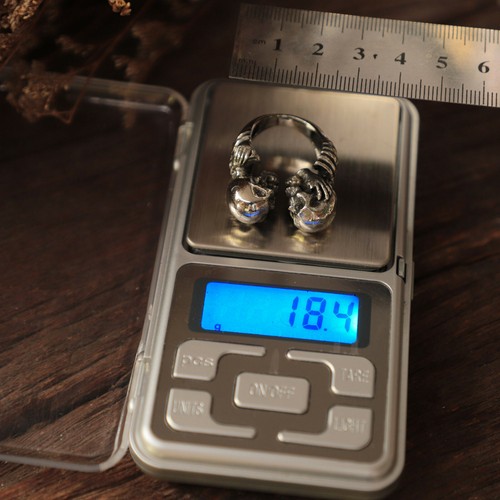 kiss of death skull ring unisex sterling silver biker boho punk Chopper handmade - Picture 10 of 13