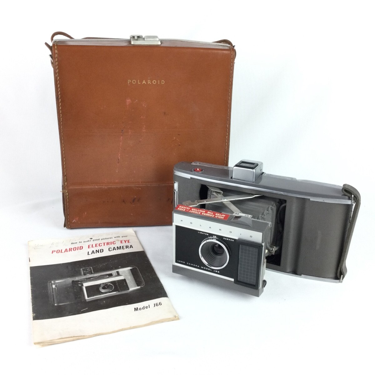 Polaroid Land J66 Camera Hard Leather Case Manual 60s