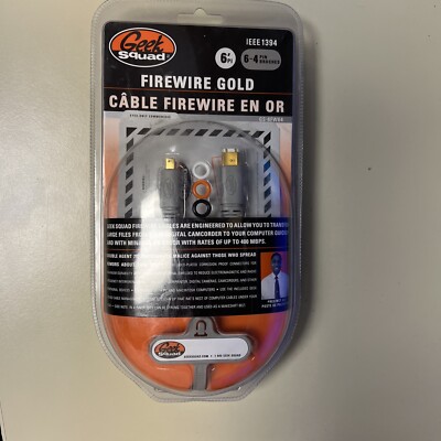 Geek Squad Firewire Gold Cable IEEE 1394 6 Pin to 4 Pin - 6 ft. GS-6FW64