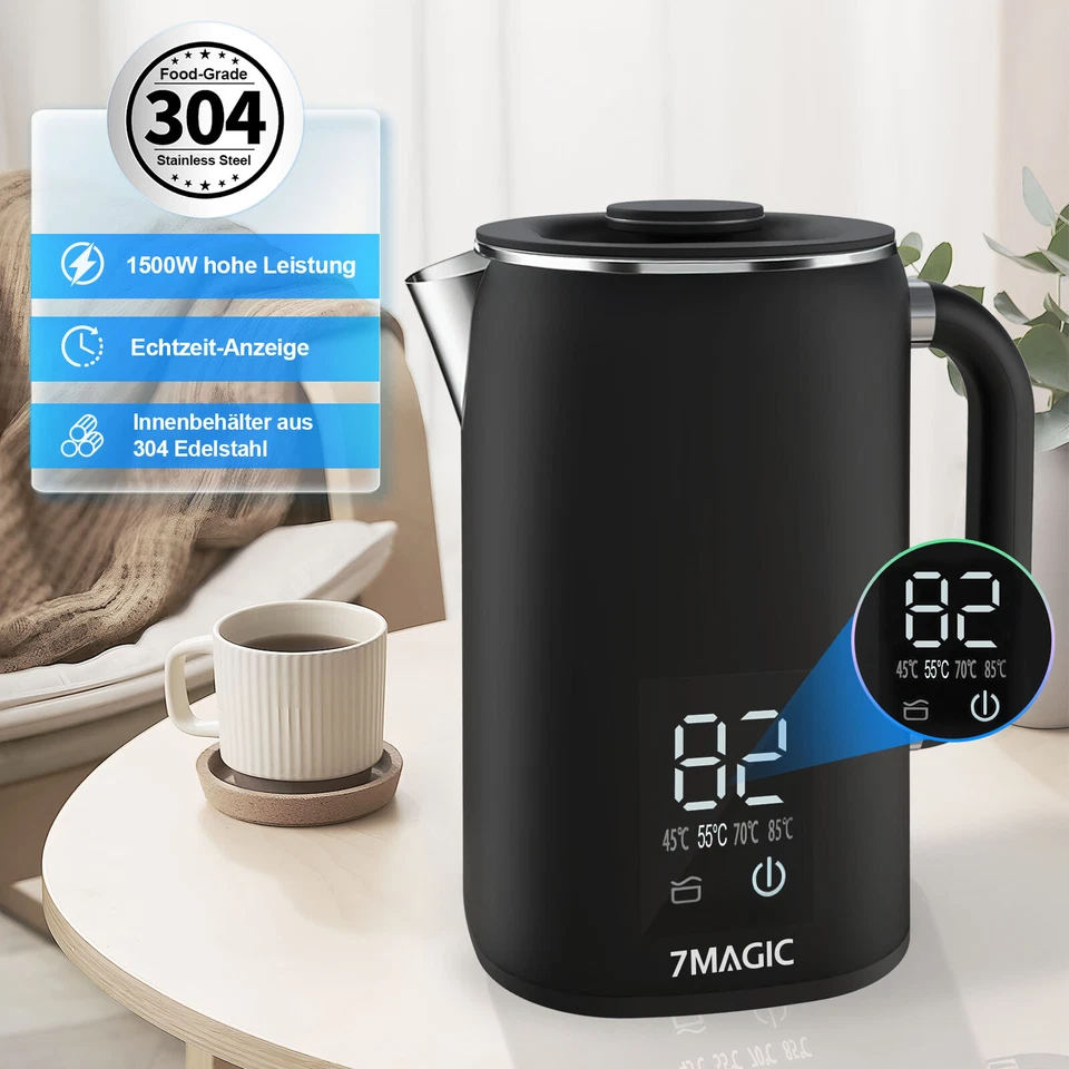 Stainless Steel Kettle 1500 Watt with 45-100C Temperature Selector LED Lighting - Image 2 of 4