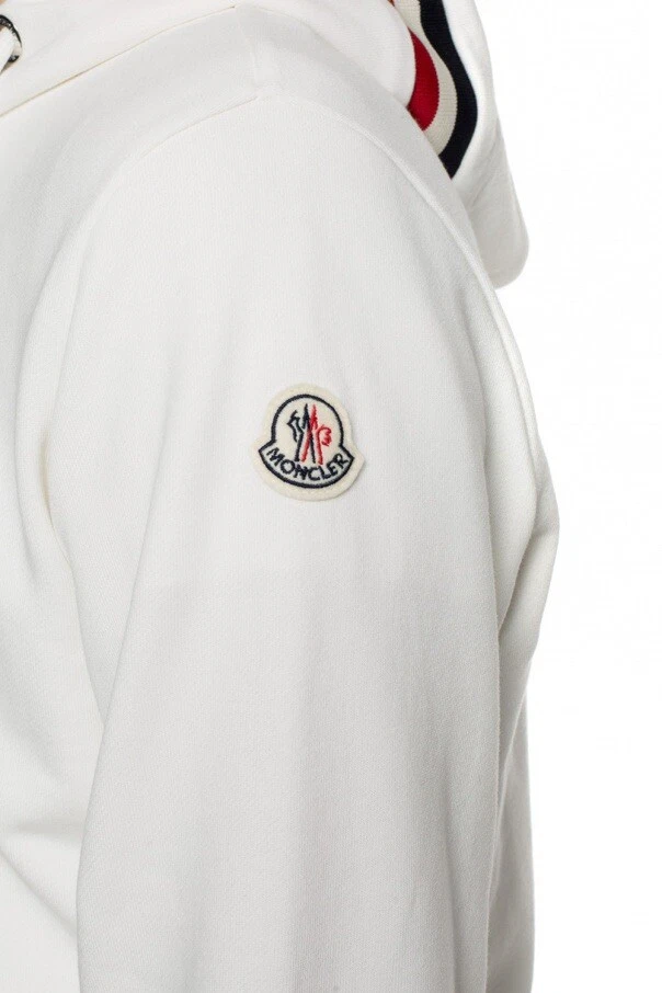 MONCLER MENS LOGO-PATCHED HOODED SWEATSHIRT (IVORY) - NEW WITH TAGS - SIZE XL
