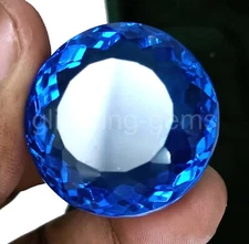 50.00Carat Natural Sapphire Flawless Blue Round Shape Certified Loose Gem 5DDB