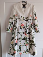 Ted Baker Giova Secret Trellis Cream Textured Floral Satin Dress Coat Uk 8 Tb 1