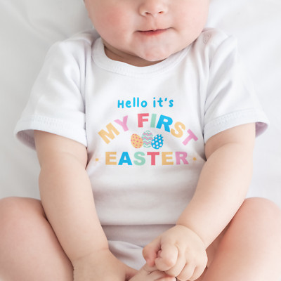 Mein erstes Ostern bunter Strampler - Frohe Ostern Schokoladenei lustig Baby Grow