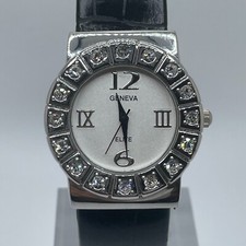 Geneva Elite Watch Womens Bangle Band Gem Set Bezel 34mm Case Quartz Analog