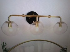 LNC Cllenqy Modern 22 in. 3-Light Gold Vanity Light with Matte Black Accent