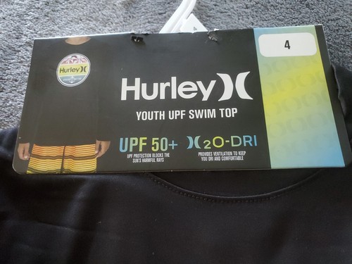 Hurley NWT Palm Black Tropical UPF 50 Sun Swim Shirt Size 4 Boys Girls MRSP $26 - Picture 4 of 6