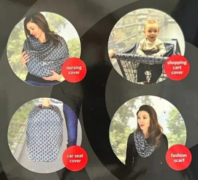 Monbebe 4-In-1 Multipurpose Baby Seat Cover and Infinity Scarf Grey