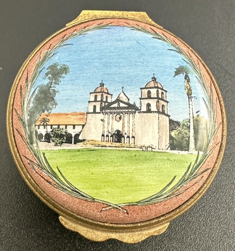 Halcyon Days Enamels Trinket Box Santa Barbara Mission Port O' Call Pasadena