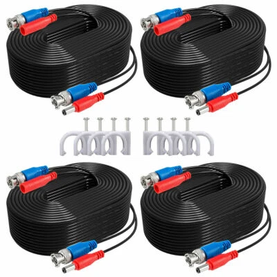 4pcs 100ft Video Power Cable BNC RCA Cord Wire for CCTV Security Camera System