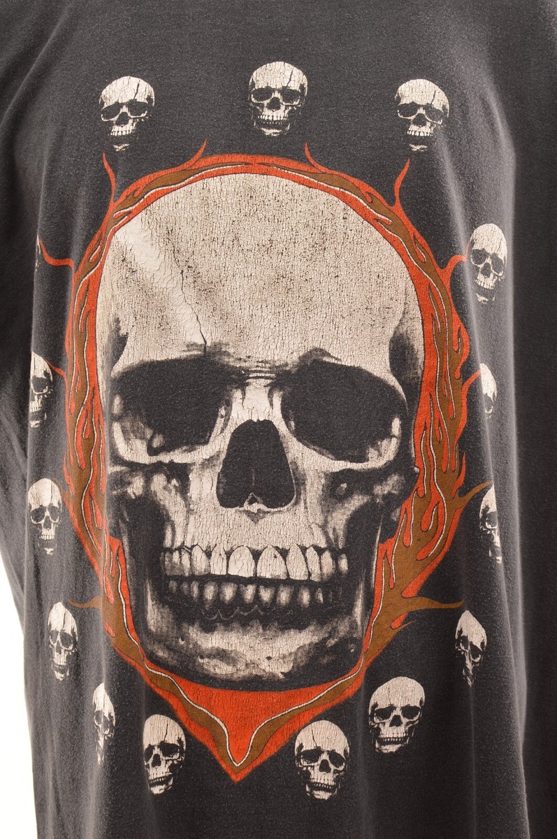 Zip-It Distressed Sun Faded Vintage Skull Print Biker Metal