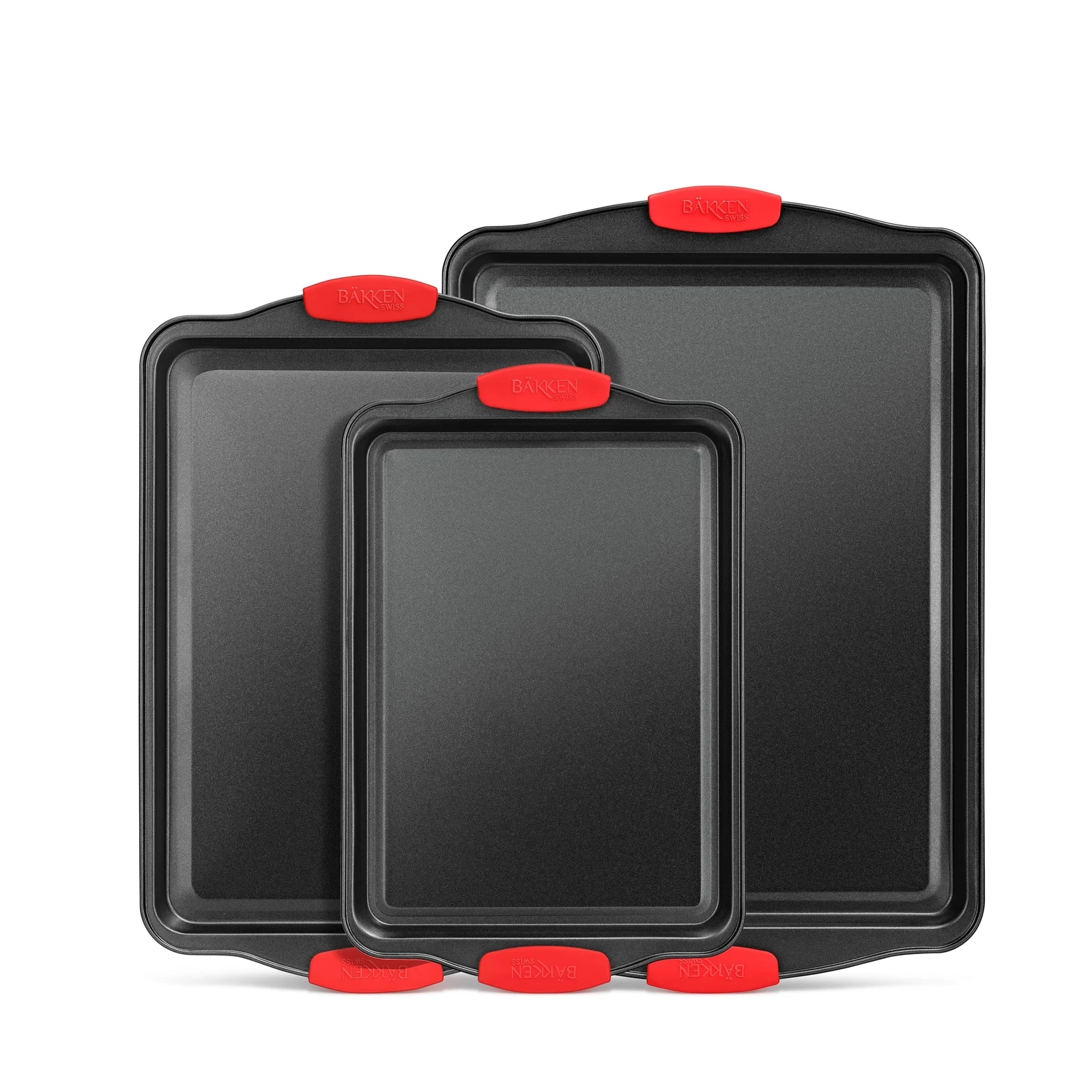 Cookie Sheets for Baking Nonstick Set - 3-Piece Stackable Carbon Steel