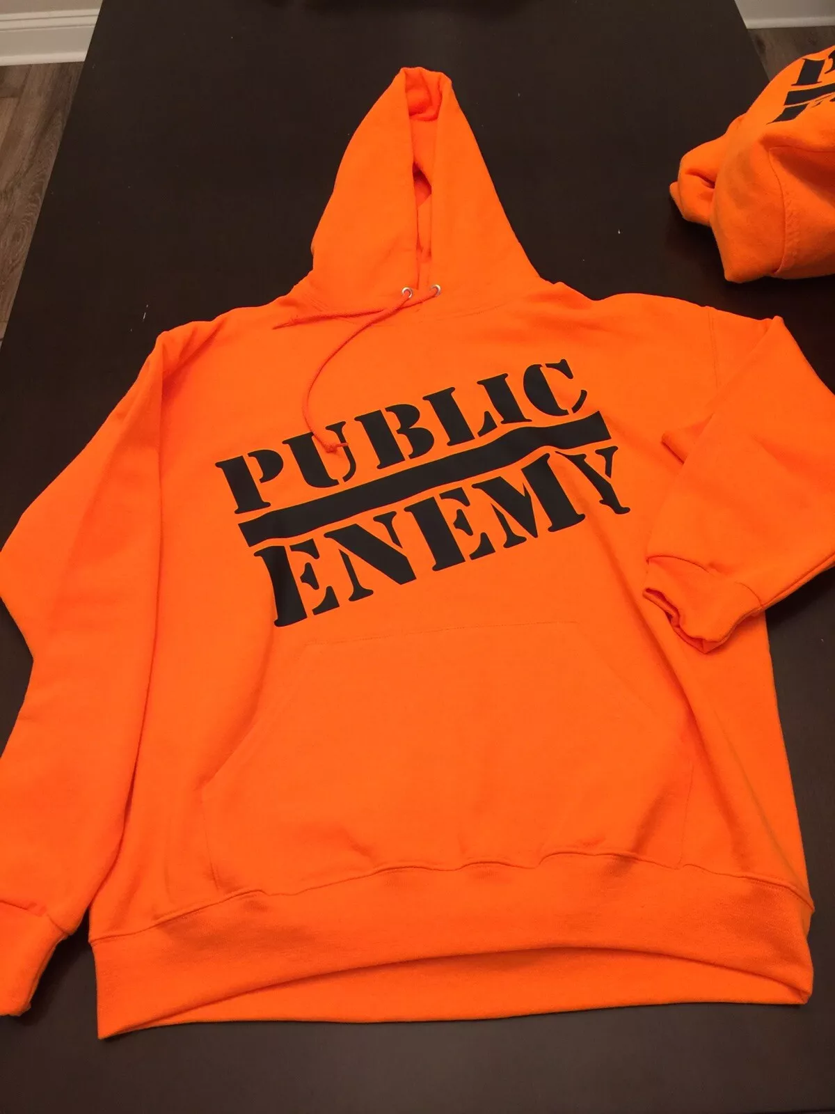 Sweat à capuche Public Enemy taille moyenne sécurité orange vinyle noir suprême NEUF hip hop M