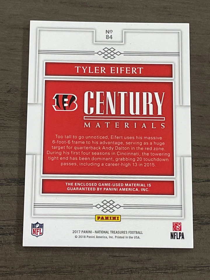 2017 National Treasures Century Materials Silver Tyler Eifert #84 Bengals /25 - Image 2 of 2