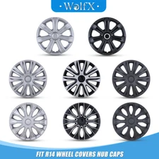 14" 4Pcs Wheel Covers Snap On Full Hub Caps For Universal Car Tire & Steel Rim