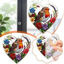 Robin Bird Suncatcher with Stained Glass Effect - Ideal Hanging Window Deco T6U1