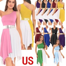 Women's Asymmetrical Praise Dress Color Block Liturgical Tunic Dance Dress