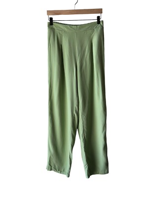 Vero Moda Size S Green Linen Blend My Milo High Rise Wide Leg Cruise Pants - New