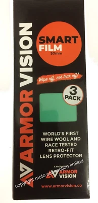 ARMOUR VISION 50mm SMART FILM MX / ENDURO GOGGLES LENS PROTECTORS - PACK OF 3