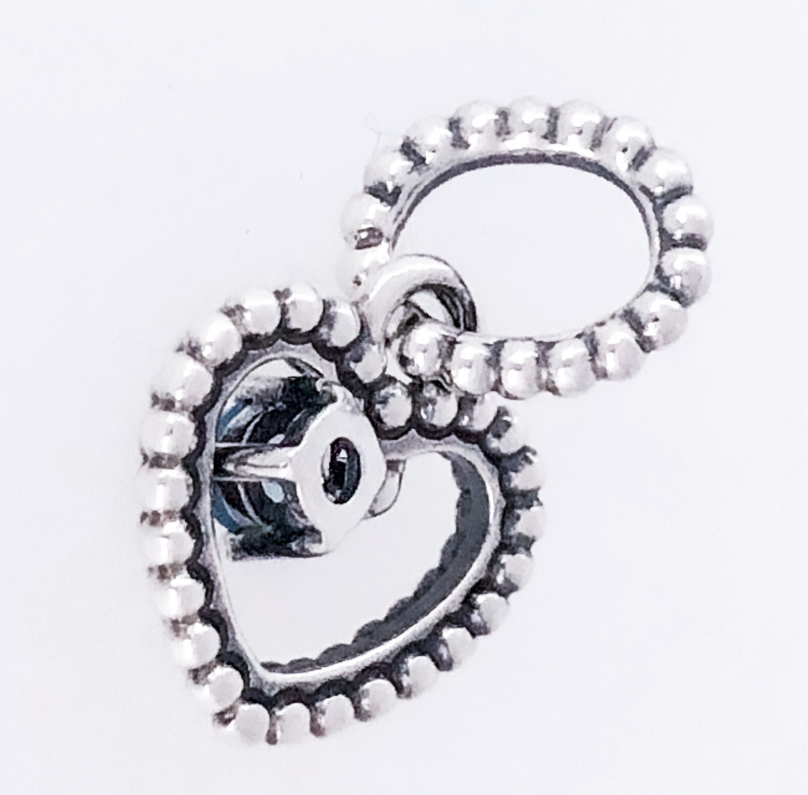 PANDORA Aqua Blue Beaded Heart Dangle Charm - 798854C01 for sale 