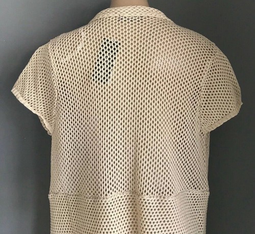 CROSSROADS Long Cardigan Beige Open Knit Jacket Cap Sleeve Fringed Size 20 NEW - Picture 11 of 13