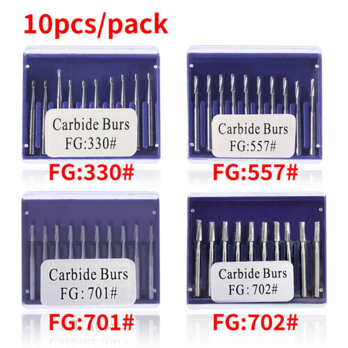 10pcs/Pack Dental Tungsten Carbide Drill Burs FG Bur for High Handpiece 1.6mm MD - Picture 1 of 179
