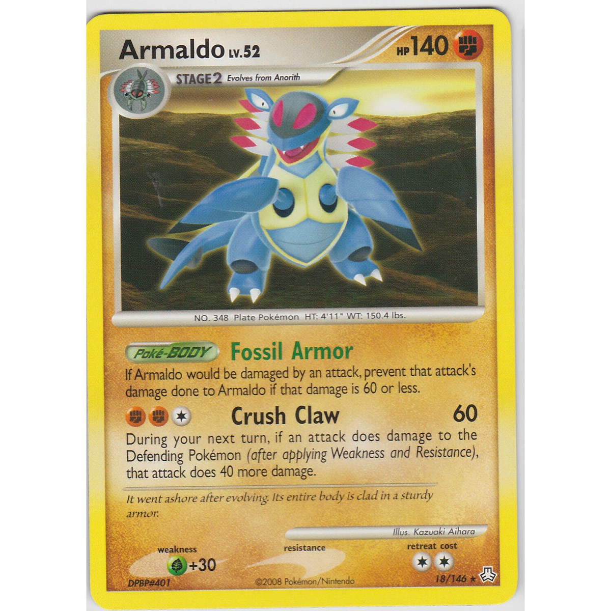 pokemon armaldo card Cant find this exact online : r/PokemonTCG Fighting Colorless Reaping Claw If your opponents Active Pokmon has 100 HP or less remaining 2003 Pokemon EX Sandstorm Reverse