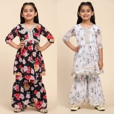 Indian Pakistani kids girls sharara Garara kurti party wear ethnic design dress