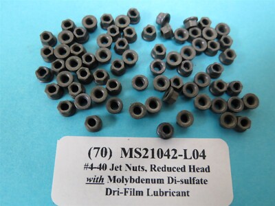 MS21042-L04 Reduced Hex Head #4-40 Self-Locking Aircraft Moly-Lube Jet Nuts (70)