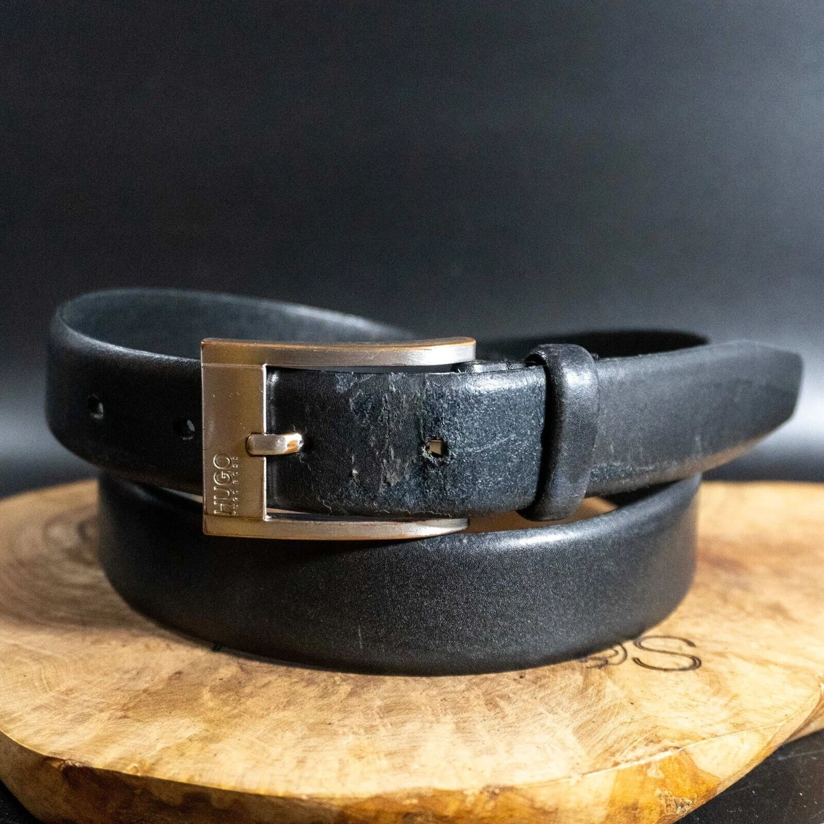 Hugo Boss Mens Belt C Brandon Leather Jeans Belt Black Size 34