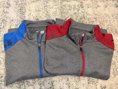 2 pack of PING Peak Men's L/G Colorblock 1/4 Zip Mock Neck Golf Pullovers