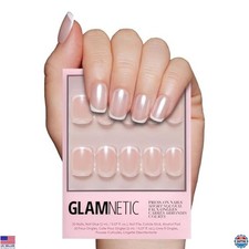 Squoval White Press On Nails with French Tips  Reusable 30 Nail Kit, 15 Sizes