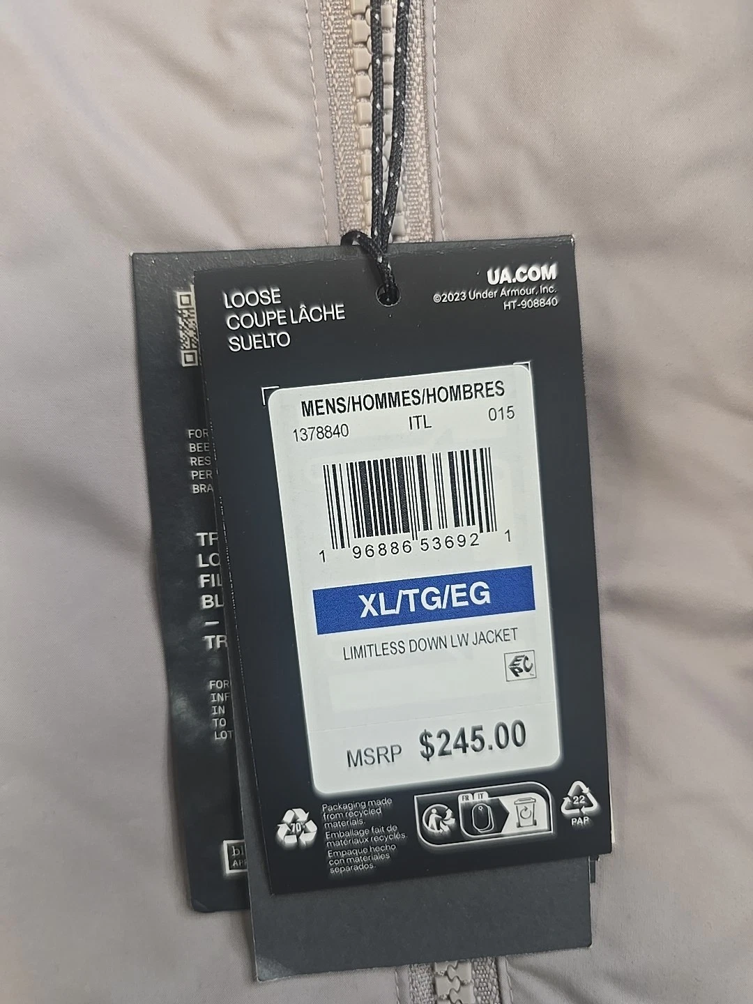 Under Armour Limitless Down Size X-Large Jacket Gray 1378840-015 - product detail image 4